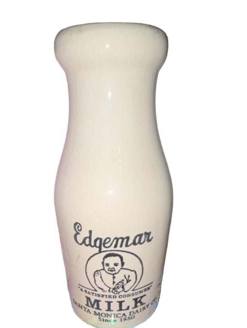 Vintage Edgemar Ceramic Milk Jug Santa Monica Dairy Co California USA